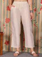 Thumbnail for Ode by House of Pataudi Striped V-Neck Pure Cotton Kurta with Trousers & Dupatta - Distacart