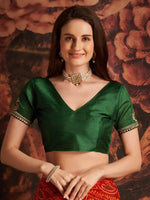 Thumbnail for Anouk Red & White Printed & Embellished Georgette Bandhani Saree - Distacart