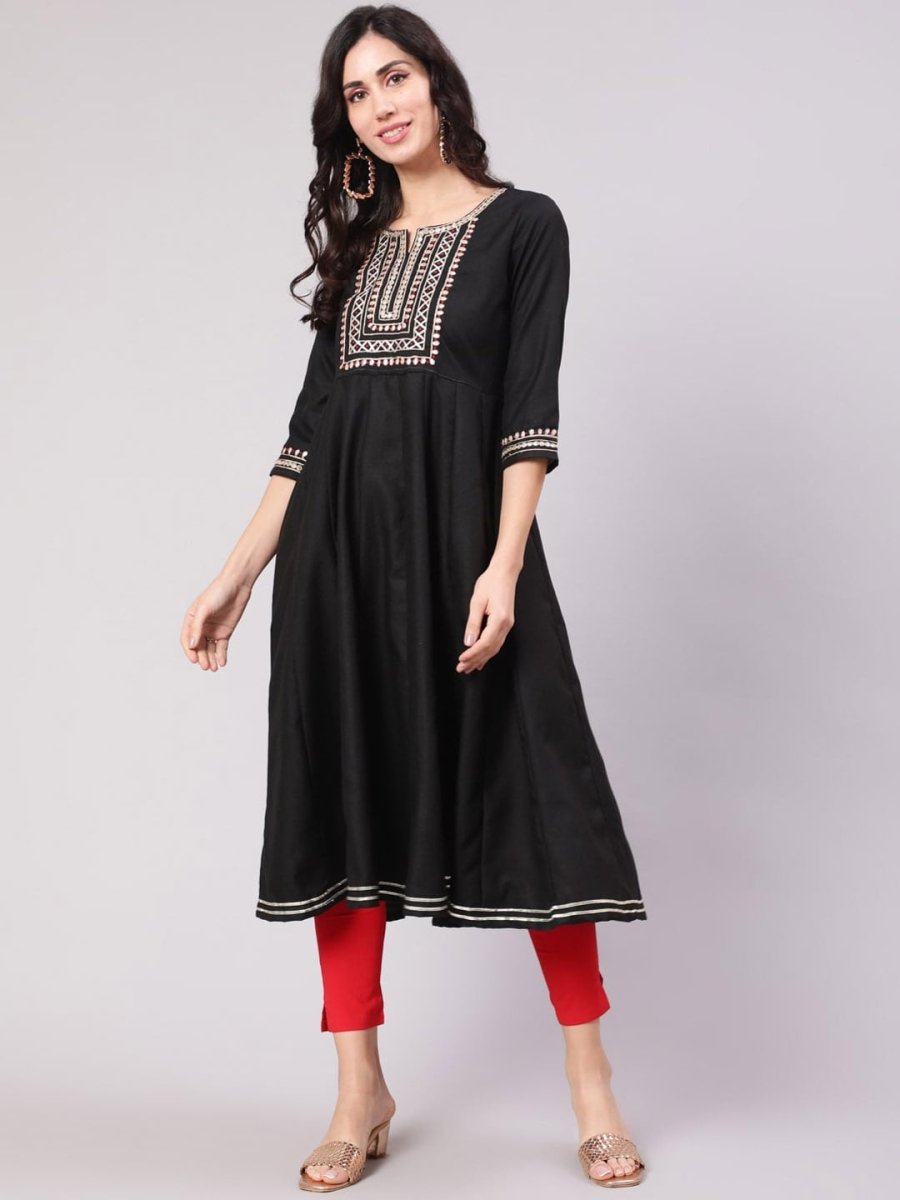 Aks Embroidered Round Neck Anarkali Kurta - Distacart