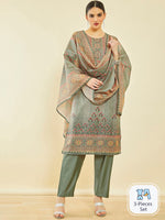 Thumbnail for Soch Ethnic Motifs Printed Sequinned Thread Work Kurta with Trousers & Dupatta - Distacart