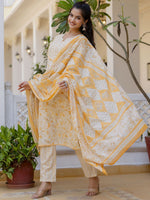 Thumbnail for Anouk Women Floral Printed Regular Aari Work Pure Cotton Kurta with Palazzos & With Dupatta