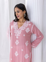 Thumbnail for HOUSE OF KARI Floral Embroidered Fizaa Chikankari Pure Cotton Straight Kurta - Distacart