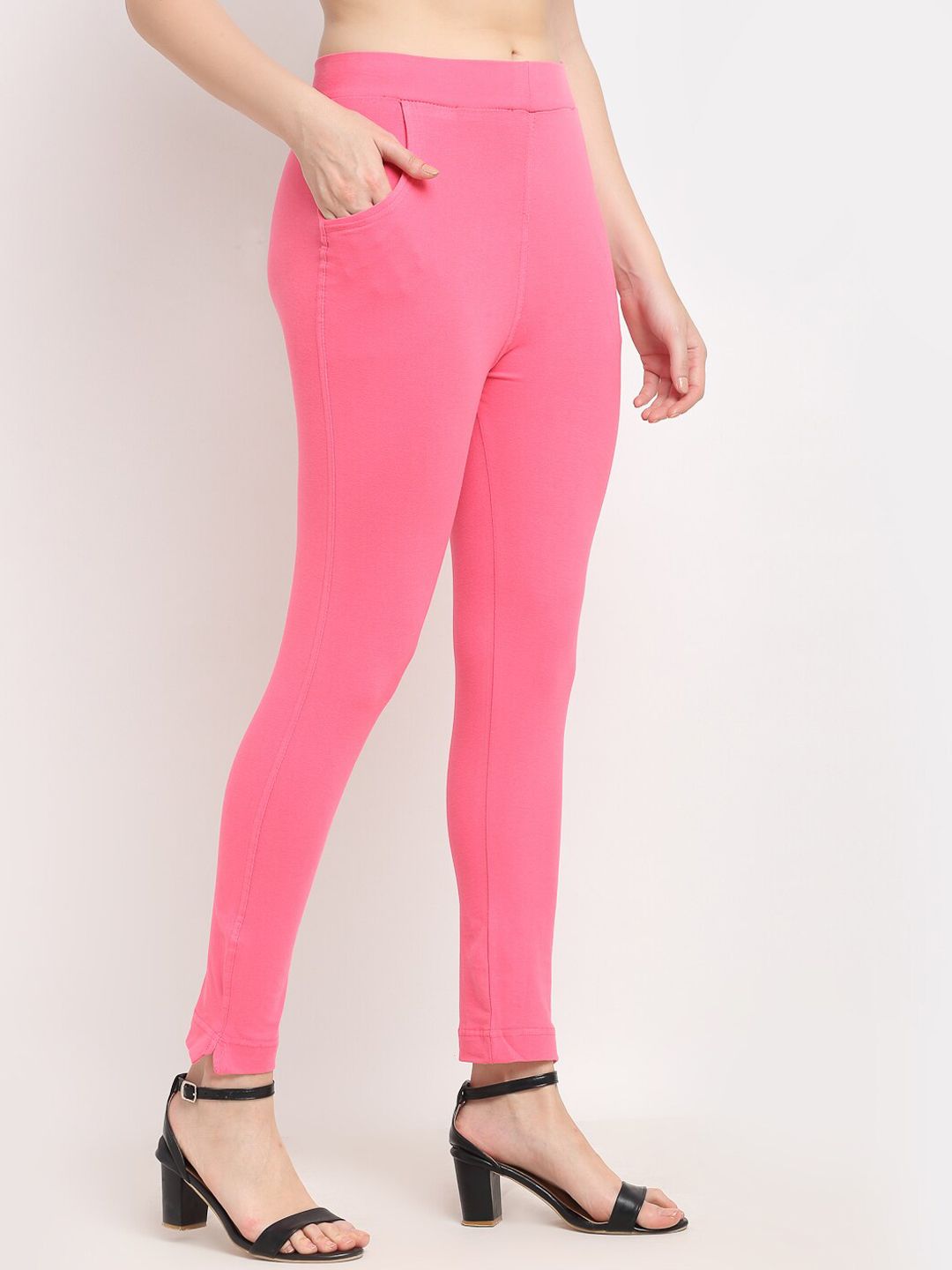 TAG 7 Women Pink Solid Ankle-Length Leggings - Distacart