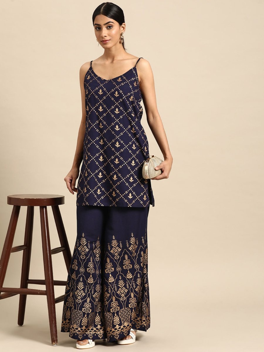 All About You Foil Printed Regular Kurta with Palazzos - Distacart