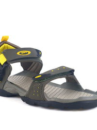 Thumbnail for Sparx Men Olive-Green & Yellow Colourblocked Floater Sandals