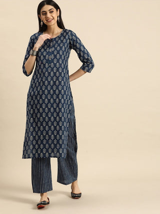 Anouk Ethnic Motifs Printed Pure Cotton Kurta With Palazzos - Distacart