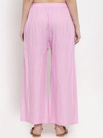 Thumbnail for TAG 7 Women Pink Solid Flared Palazzos