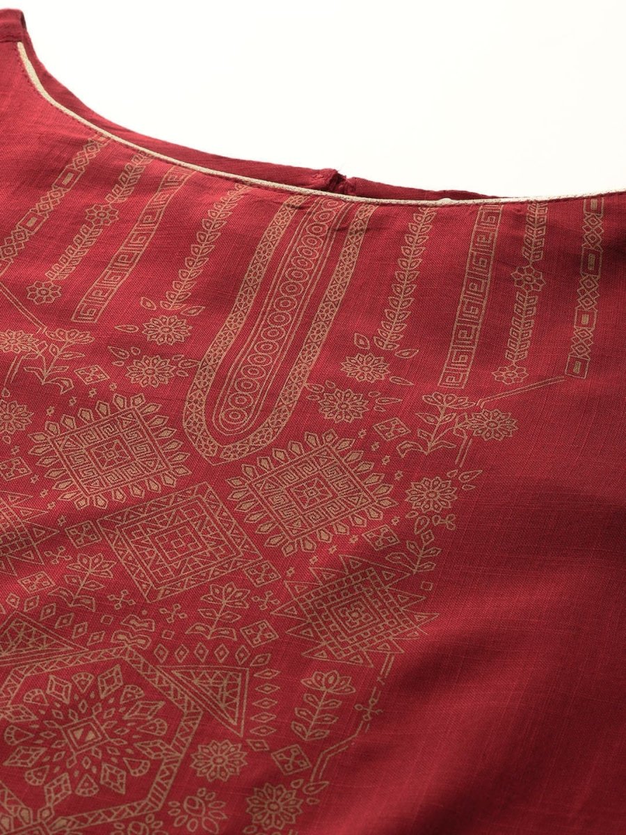 All About You Ethnic Motifs Print Kurta with Trousers & With Dupatta - Distacart