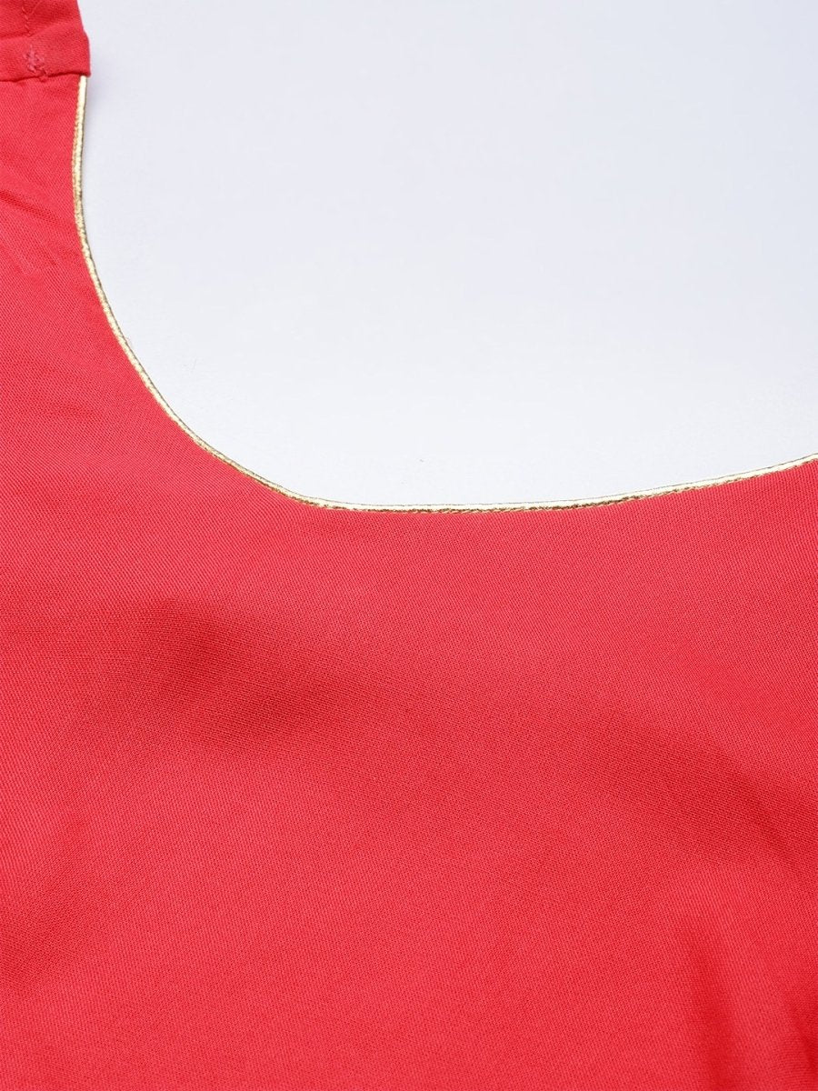 Anouk Women Red & Gold-Toned Solid Regular Kurta with Trousers & Dupatta - Distacart