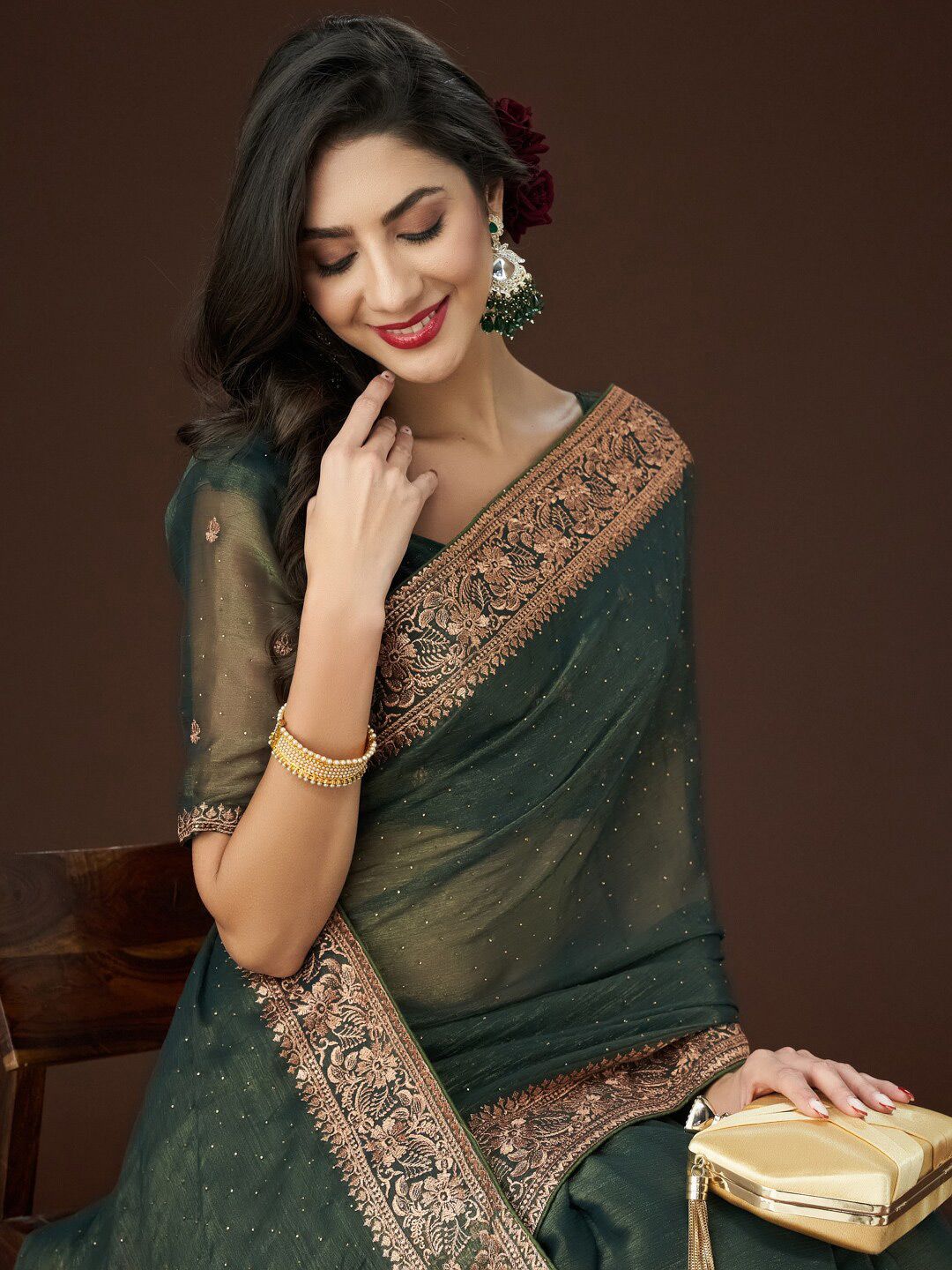 kasee Zari Embroidered Saree - Distacart