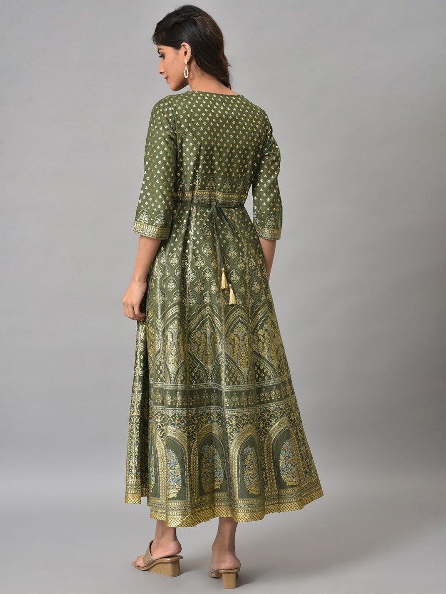 AURELIA Ethnic Motifs Printed Midi Ethnic Dress