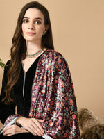 Thumbnail for Sangria Maroon V-Neck Straight Velvet Kurta with Trousers With Dupatta - Distacart