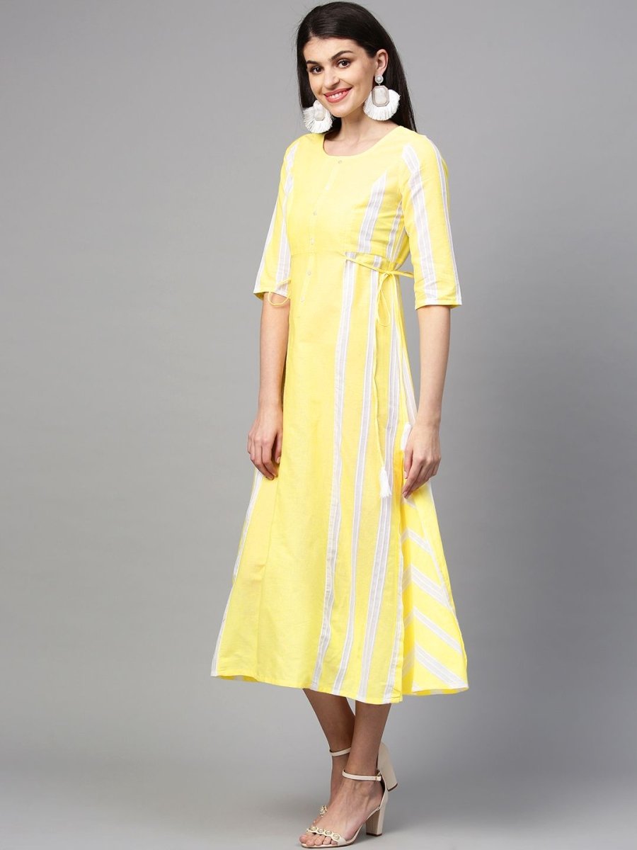 AURELIA Women Yarn Dyed A-Line Cotton Dress - Distacart
