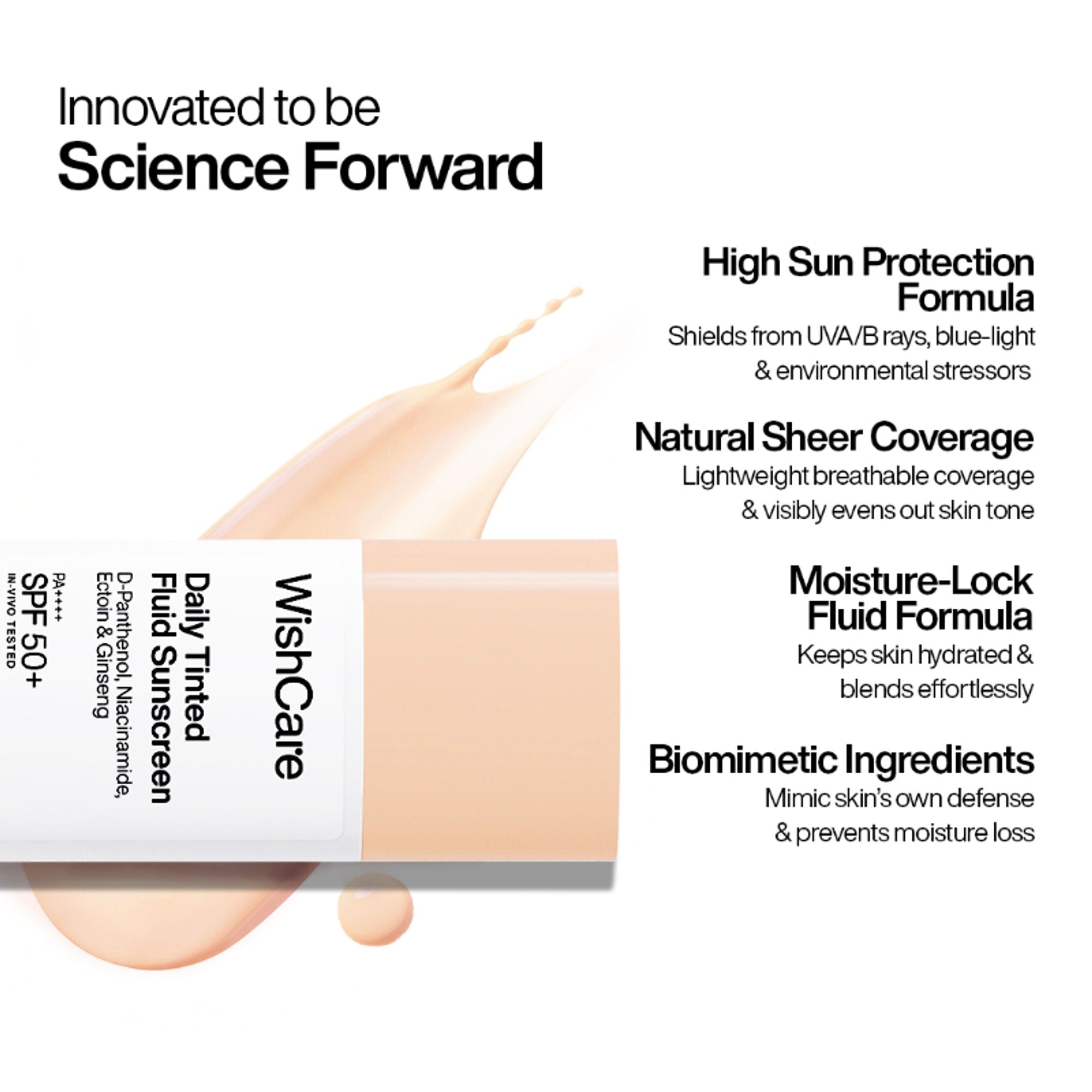 Wishcare Daily Fluid Tinted Sunscreen SPF50PA++++ - L103 - Dista