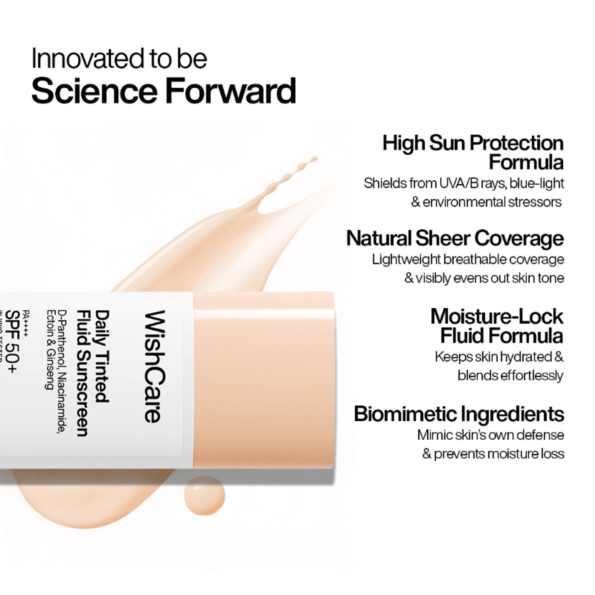 Wishcare Daily Fluid Tinted Sunscreen SPF50PA++++ - L104 - Dista