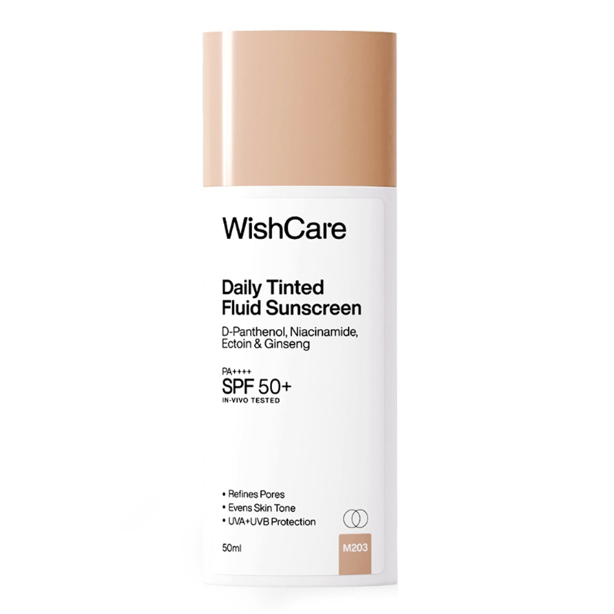 Wishcare Daily Fluid Tinted Sunscreen SPF50PA++++ - M203 - Dista