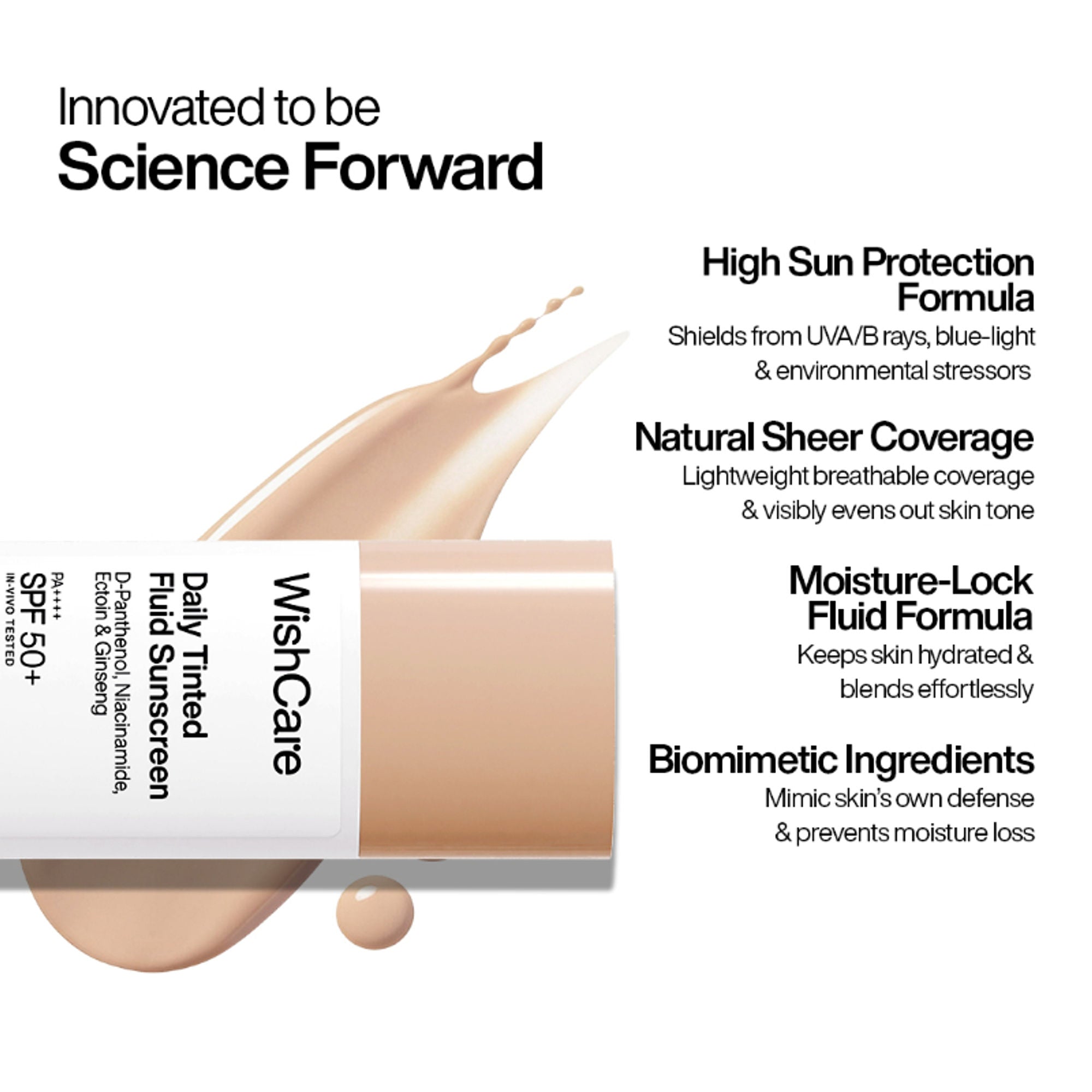 Wishcare Daily Fluid Tinted Sunscreen SPF50PA++++ - M203 - Dista