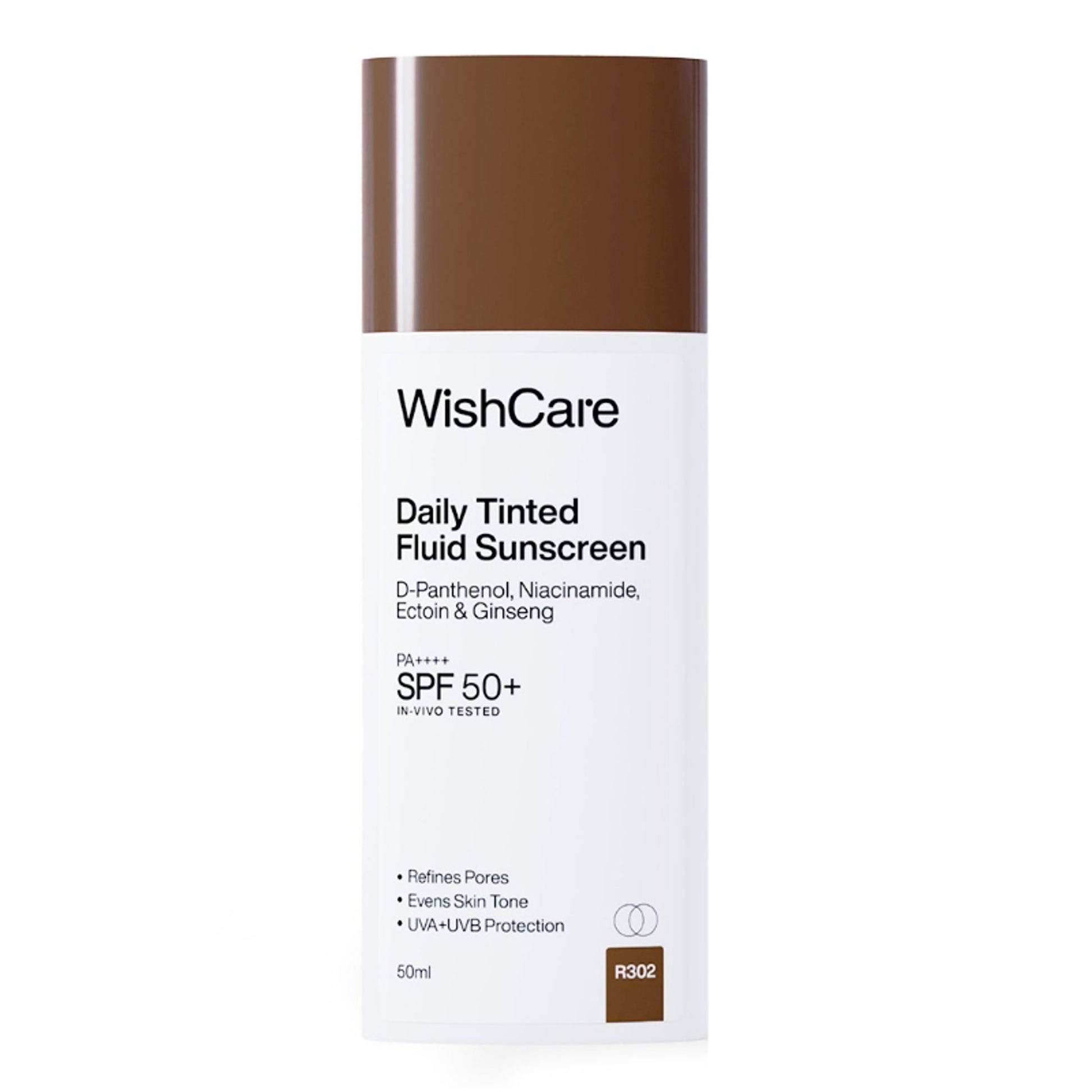 Wishcare Daily Fluid Tinted Sunscreen SPF50PA++++ - R302 - Dista