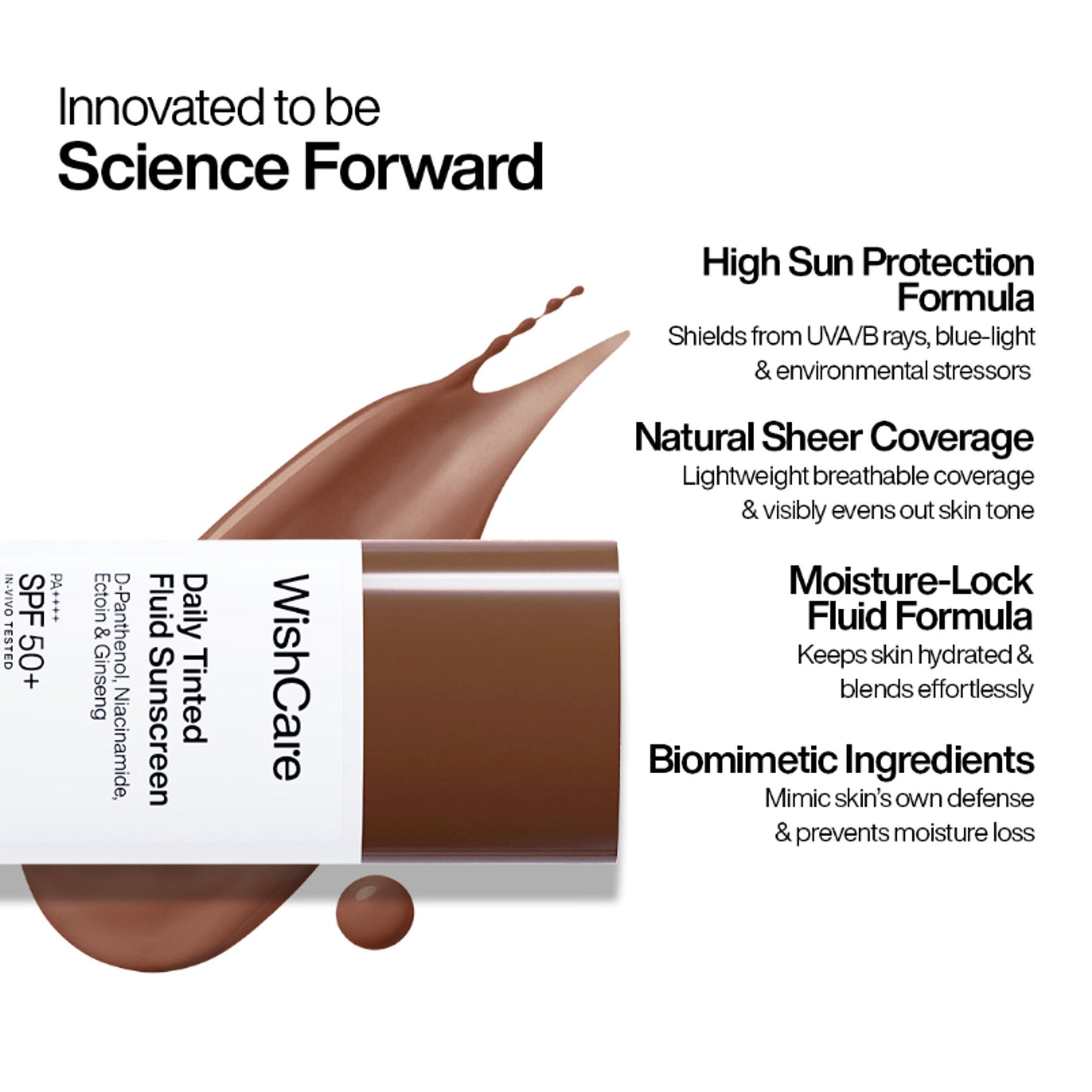 Wishcare Daily Fluid Tinted Sunscreen SPF50PA++++ - R302 - Dista