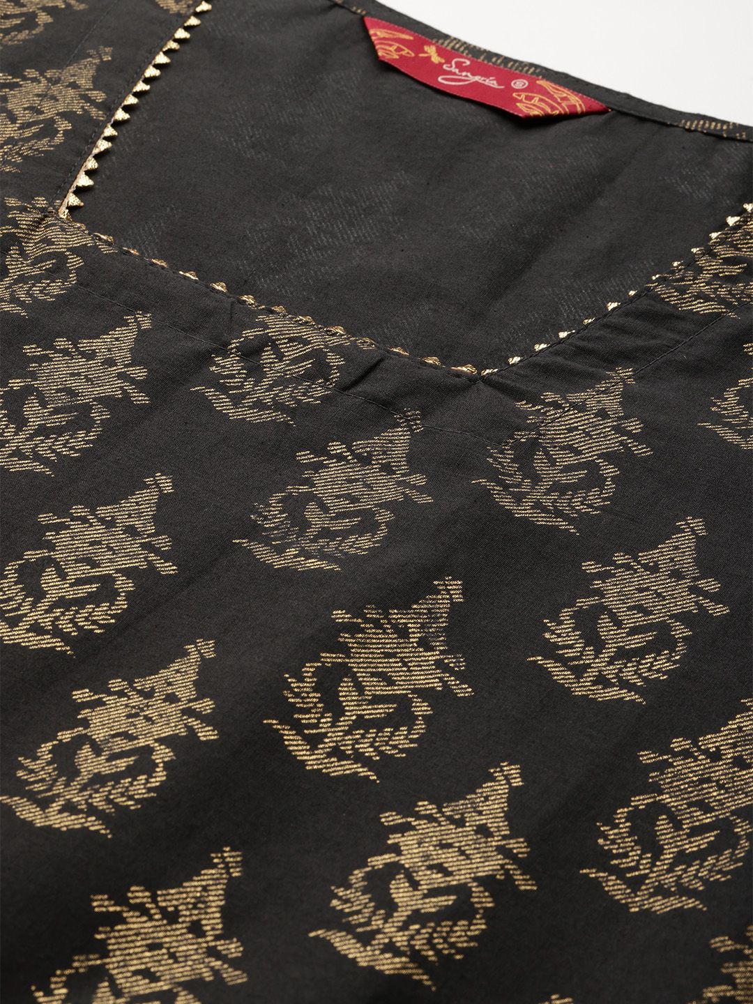 Sangria Ethnic Motifs Printed Gotta Patti Kurta - Distacart