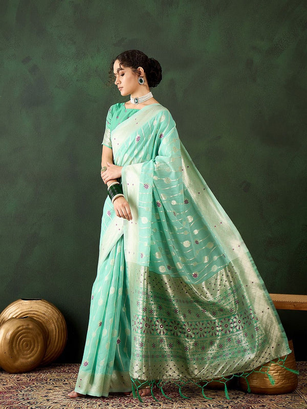 Mitera Ethnic Motifs Woven Design Zari Saree - Distacart