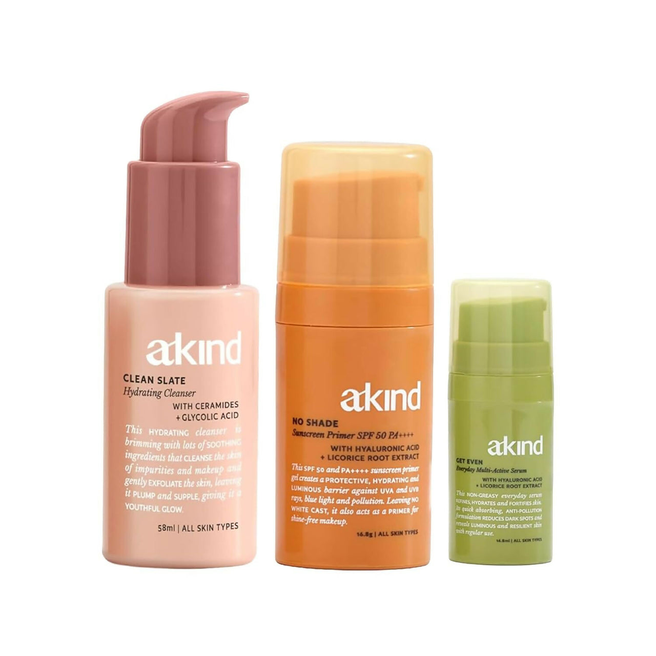 Akind Demure Days Cleanser & Serum & Sunscreen Combo - Distacart