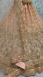 Thumbnail for Jyoti Fashion Women's Peach Bridal Net Fancy Sequins with Multi Thread Embroidered & Handwork Wedding Lehenga Choli - Distacart