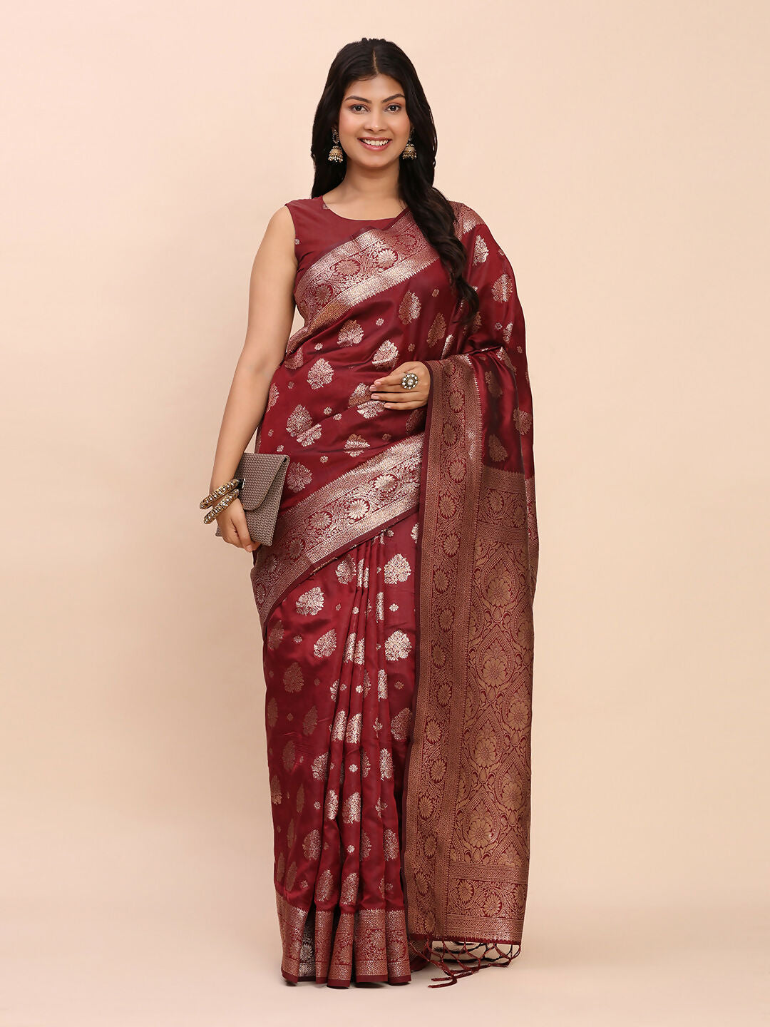 Astita Banarasi Silk Maroon Saree