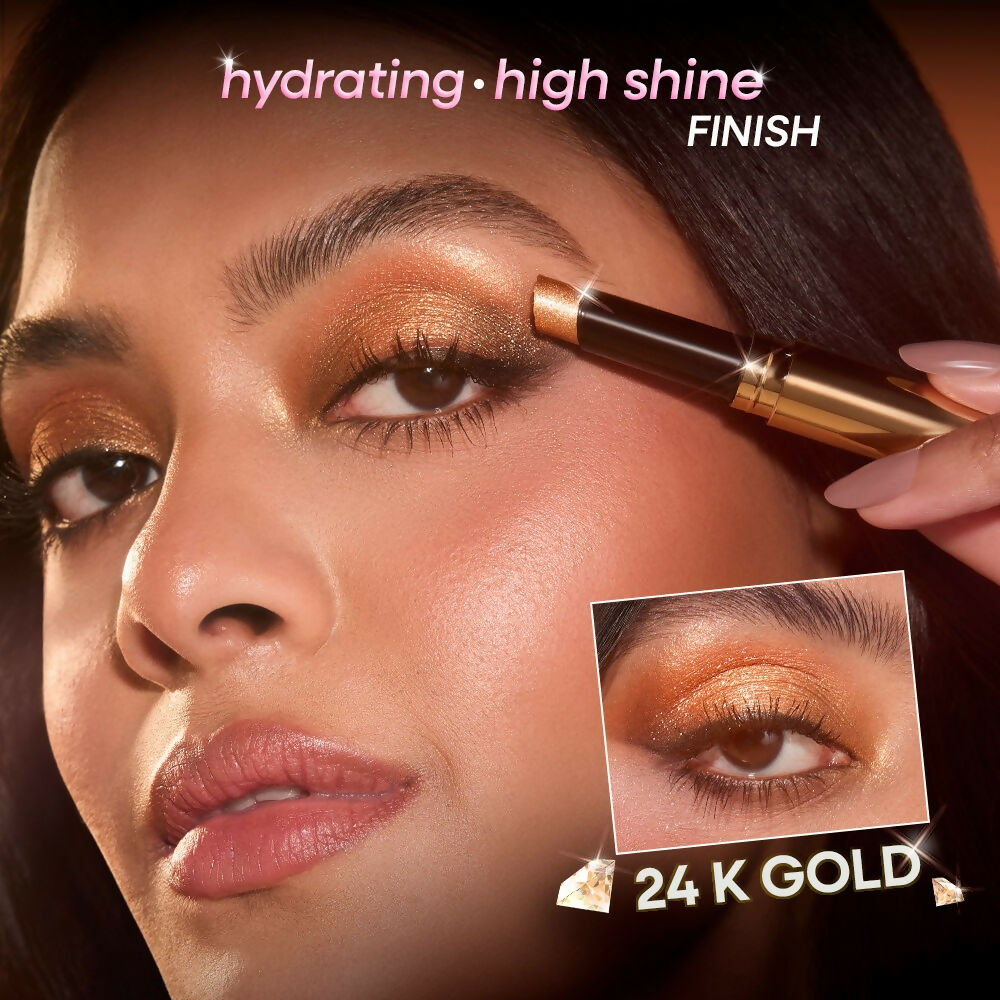 Nykaa Diamond Jelly Cooling Shimmer Eyeshadow Stick - Multi-Use, High Shine Glitter - 24K Gold - Distacart