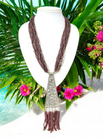 Thumbnail for Inhanns Day-To-Dinner Tie Shaped Oxidized Black Metal Multi-Layered Long Only Necklace - Coffee Necklace - Distacart