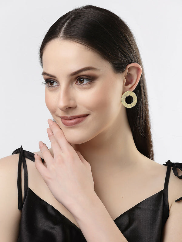 NVR Women Gold-Plated Cut Out Circle Drop Earrings - Distacart