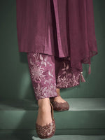 Thumbnail for Anouk Embroidered Regular Thread Work Chanderi Silk Straight Kurta with Trousers & Dupatta