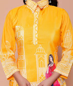 Thumbnail for Miravan Womens Yellow Digital Printed Kurta Set - Distacart