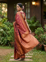 Thumbnail for Shree Shyam Fashion Maroon Silk Blend Saree - Distacart