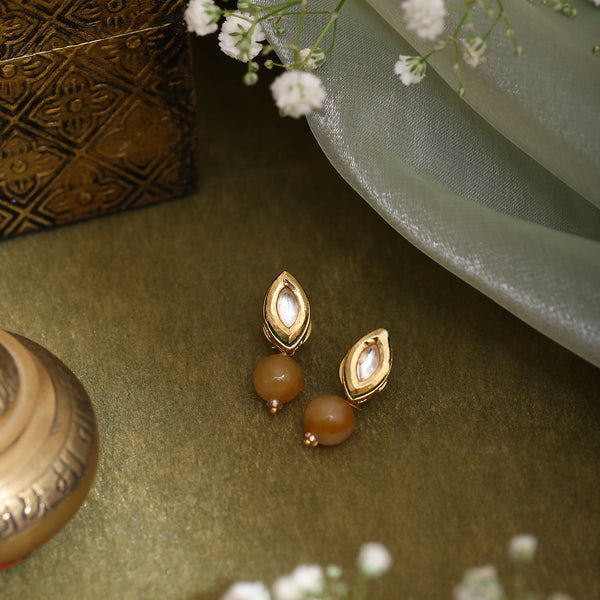 Ruby Raang Yellow Kundan Studs