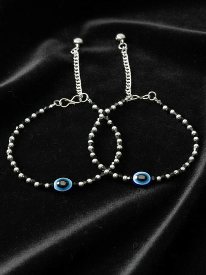 NVR Women Evil Eye Silver Plated Artificial Beads Anklet - Distacart