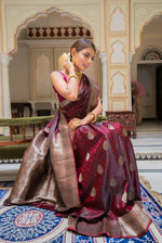 Thumbnail for Preksha Creation Banarasi Soft Silk Women Red Saree - Distacart