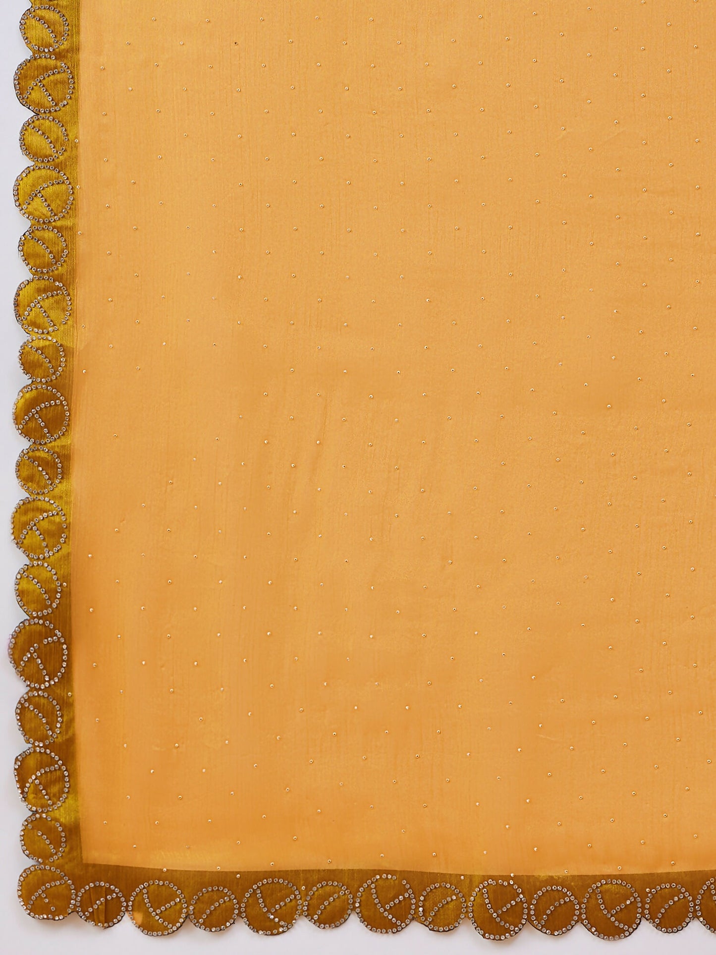 Mustard Organza Swaroski Diamond Work Saree with Unstitched Blouse - Radha - Distacart