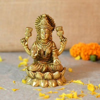 Thumbnail for Collectible India Brass Lakshmi Goddess Statue - Distacart