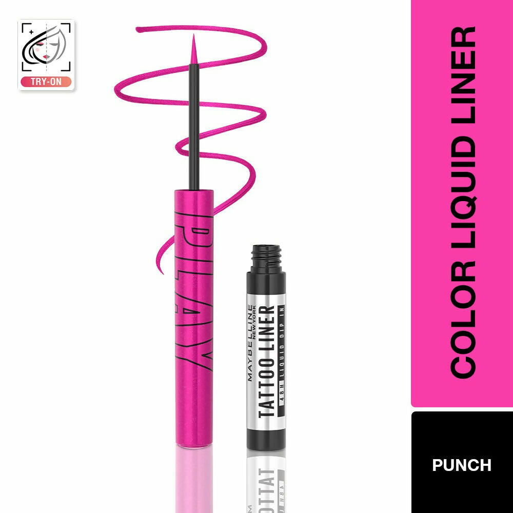 Maybelline New York Tattoo Play Colored Liquid Eyeliner - Punch (Pink) - Distacart