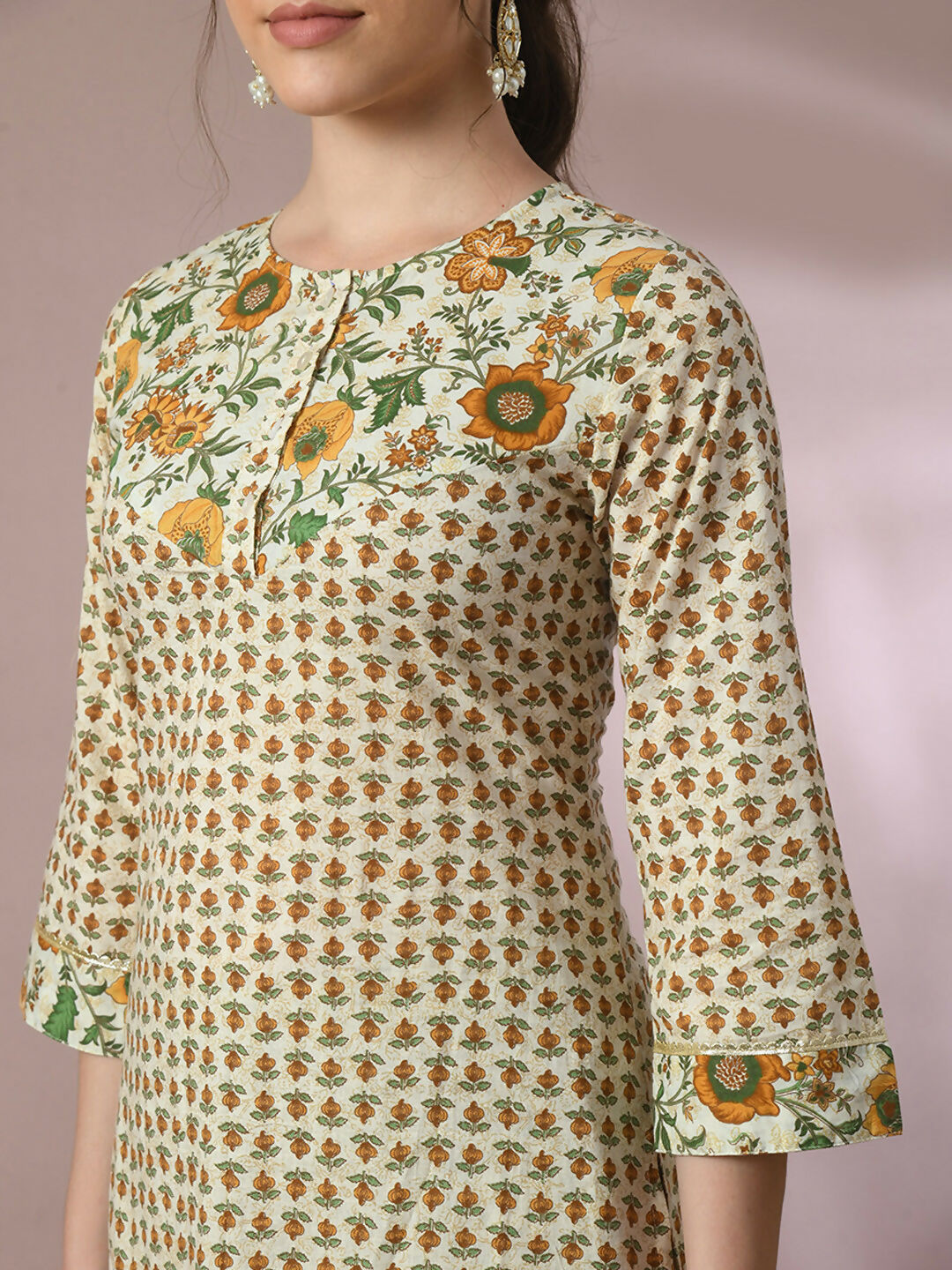 Myshka Women's Multi Printed Cotton Straight Party Kurta Set With Dupatta - Distacart