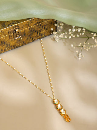 Ruby Raang Yellow Citrine Kundan Necklace