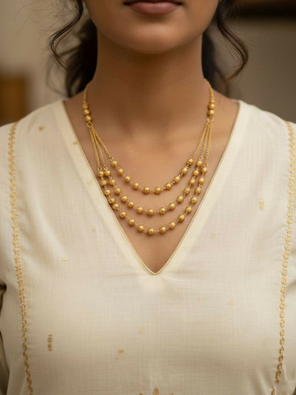 NVR Women Gold Plated Artificial Beads Layered Chain - Distacart