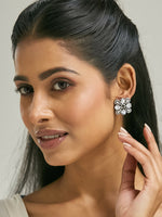 Thumbnail for Nuyug 22K Gold-Plated Crystal & Zircon Stone Studded Floral Studs