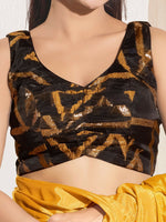 Thumbnail for Joban Fashion Mustard Organza Padded Blouse With Sweetheart Neck Sleeveless