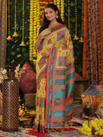 Thumbnail for Astita Linen Cotton Yellow Saree