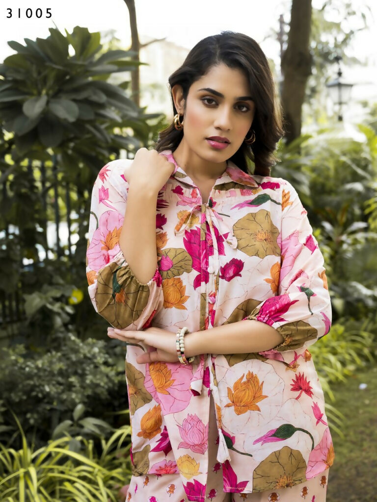 Casual Fashionable Multi Muslin Cotton co-ord set - Manya - Distacart