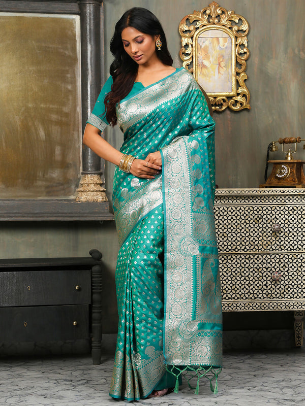 Astita Banarasi Silk Rama Green Saree