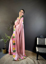 Thumbnail for Prime Volt Multicolor Leaf Embroidery Rangoli Silk Saree with Scalloped Border-Pink - Dista