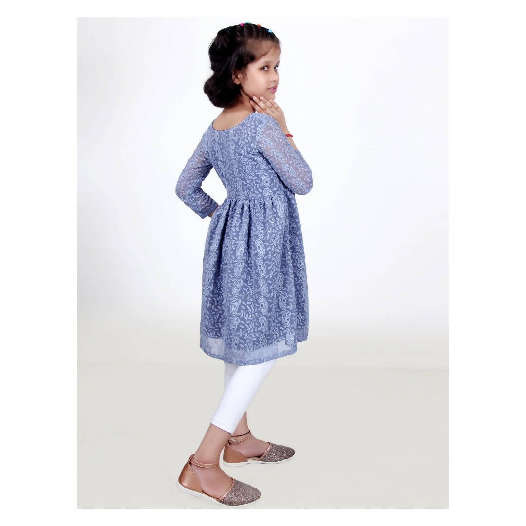 Akarshan viscose Lukhnowi Chikankari Anarkali kurta with Leggings - Grey - Distacart